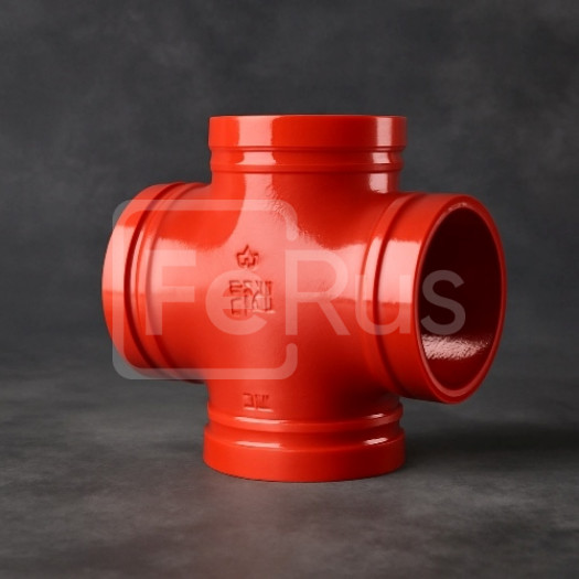 Крестовина переходная под резьбу грувлок ковкий чугун ДУ 100x40 (ДН 114x48) 4x11/2